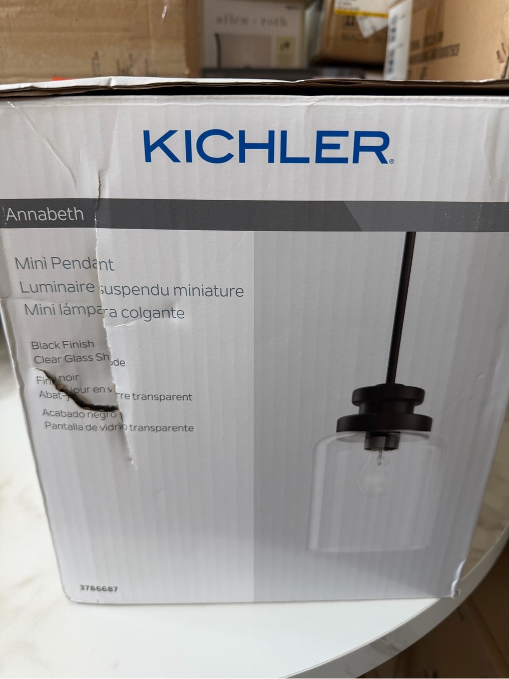 New Kichler Annabeth Black Mini Pendant Light with Clear Glass Shade